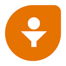 Freshsales logo icon in orange and shaped like a teardrop angled 45 degrees to the upper right.