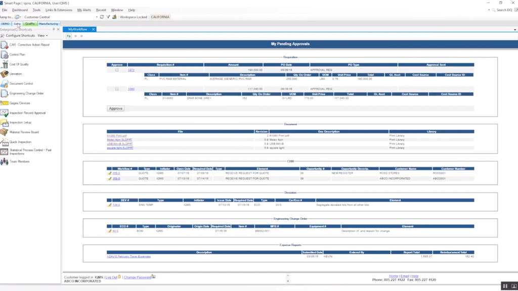 Screenshot of IQMS MRP