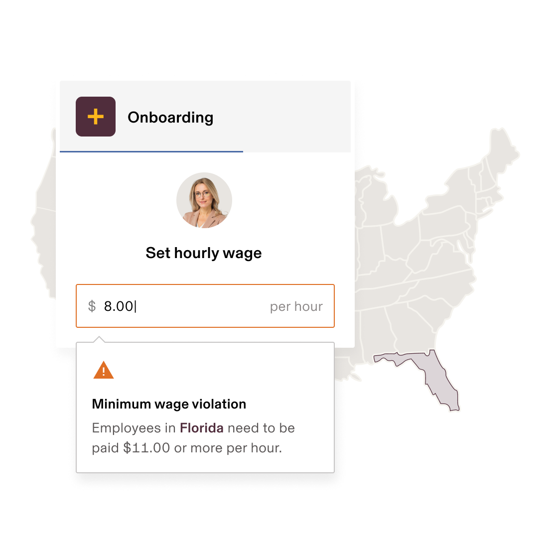 employer view when setting hourly wage for an onboarded employee