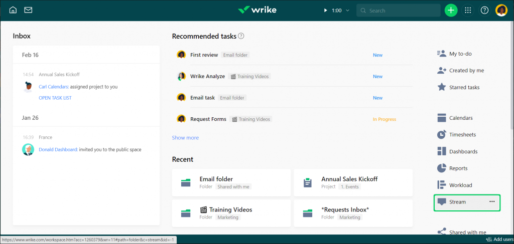 use activity streams to stay up to date on wrike projects.